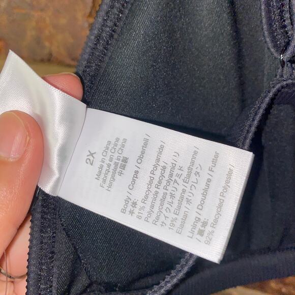 NWT J. Crew Black Ribbed Triangle Bikini Swim Bathing Suit Top Women's Size 2X - Picture 6 of 7